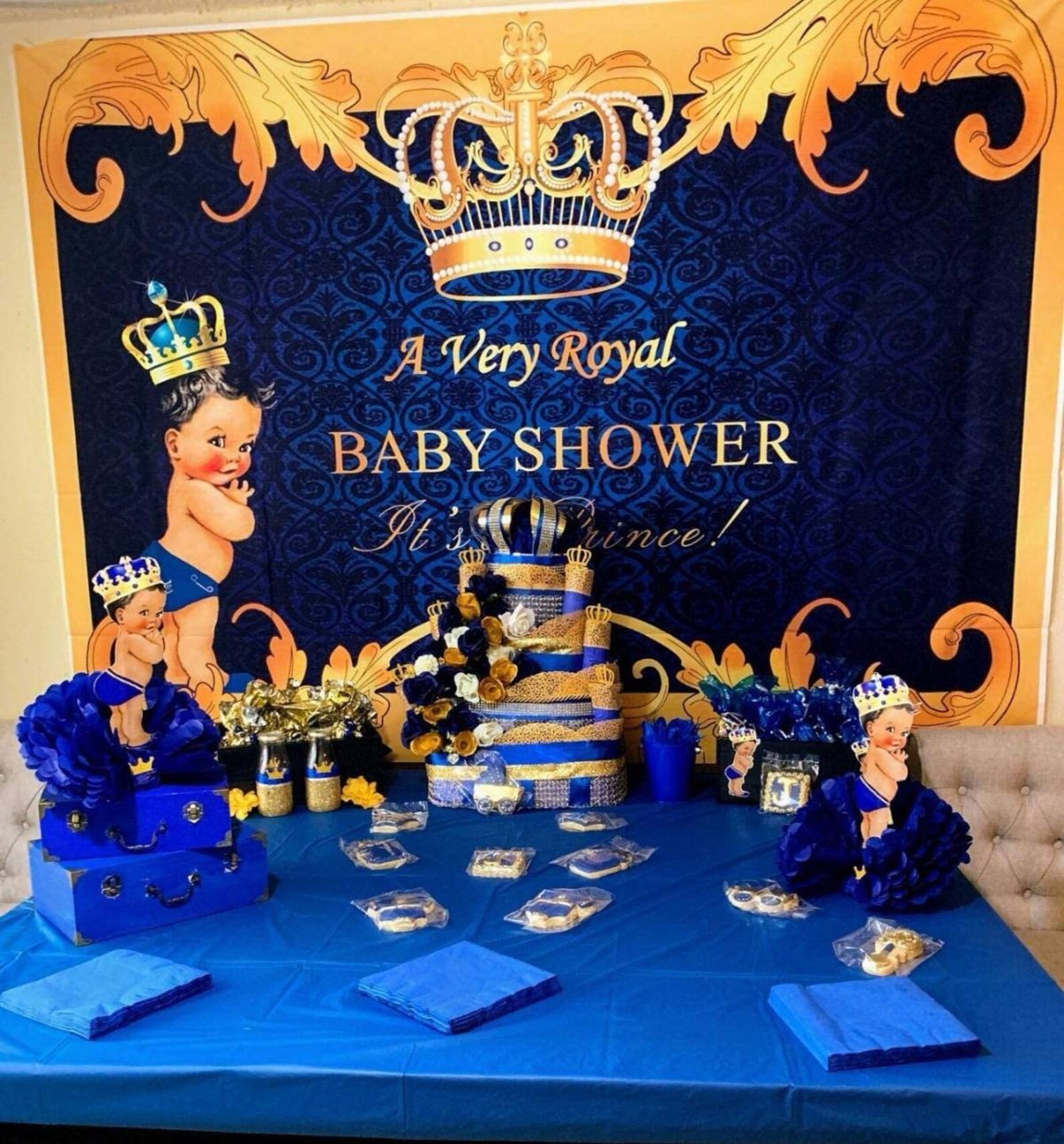 5x7ft Hispanic Baby Shower Boy Backdrop Royal Prince Baby Etsy