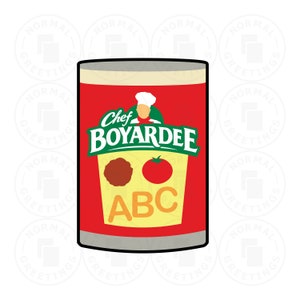 Chef Boyardee SVG PNG Bundle Cricut Cut Files Layered Clip Art Food Espaguete Macarrão Macarrão Carne Molho Lata Jantar Almôndega ABC