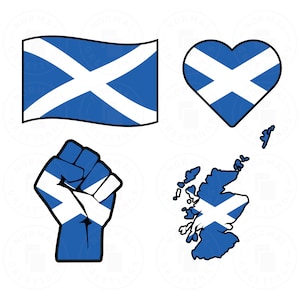 Scozia SVG PNG Bundle Bandiera scozzese Croce di Sant'Andrea Saltire Cricut File vettoriale stratificato Gran Bretagna Regno Unito Edimburgo Glasgow