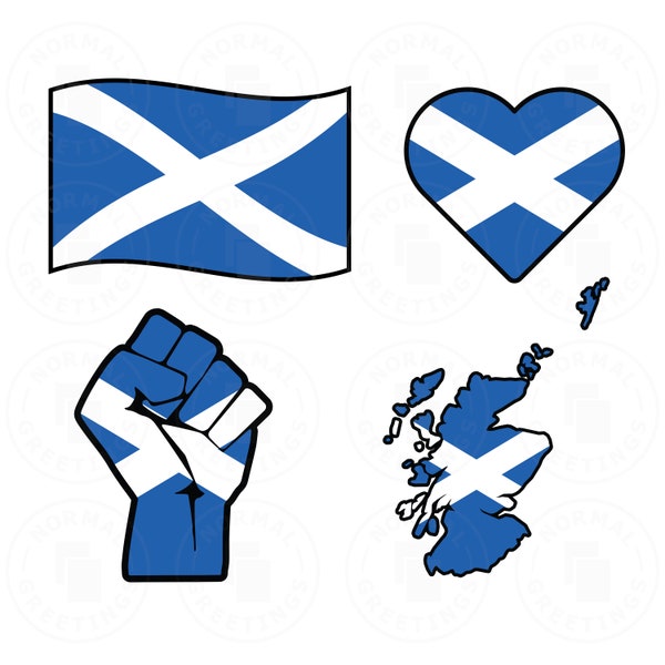 Écosse SVG PNG Bundle Scottish Flag St Andrew’s Cross Saltire Cricut Files Vector Layered Grande-Bretagne Royaume-Uni Édimbourg Glasgow