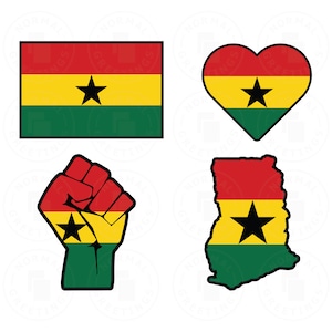 Ghana Flag SVG PNG Bundle Ghanaian Flag Ghanaian Pride African American Black Cricut Files Vector Layered svg Files West Africa Accra