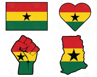 Ghana Flag SVG PNG Bundle Ghanaian Flag Ghanaian Pride African American Black Cricut Files Vector Layered svg Files West Africa Accra
