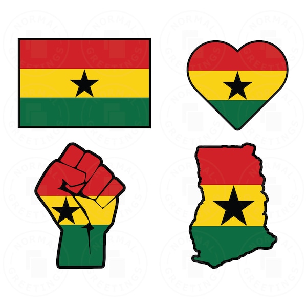 Ghana Flag SVG PNG Bundle Ghanaian Flag Ghanaian Pride African American Black Cricut Files Vector Layered svg Files West Africa Accra