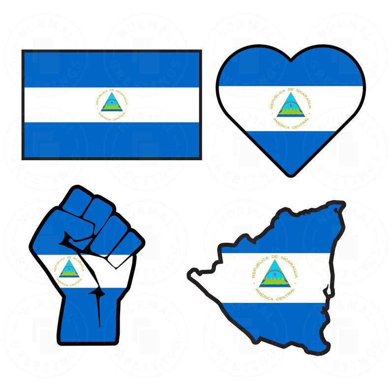 nicaragua flag pack Nicaragüense bandera de nicaragua country outline flag cricut files svg