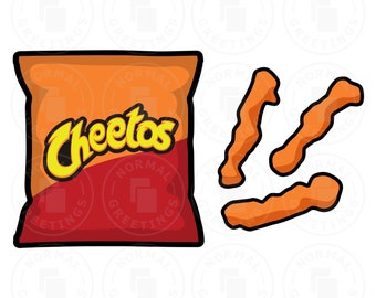 Cheetos Chips Bag of Chips Cheese Doodles Snacks Cricut Files SVG Layered Snack Cut Files Cheese Puffs PNG Clip Art Cartoon