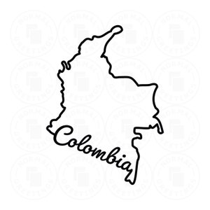Kolumbien Umriss Skript SVG PNG Bundle kolumbianische Flagge kolumbianische lateinamerikanische Cricut-Dateien Schnitt Dateien PNG Latein stolz kolumbianische Landkartenform