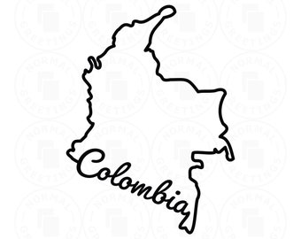 Colombia Outline Script SVG PNG Bundle Colombian Flag Colombiana Latin American Cricut Files Cut Files PNG Latino Pride Colombiano Map Shape