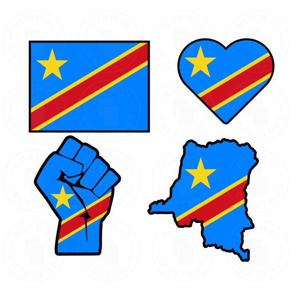 Democratic Republic of Congo Flag SVG PNG Bundle Congolese Flag Central  African Pride Cricut Files Layered svg Kinshasa Lingala Kituba