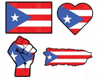 Puerto Rico SVG PNG Bundle Puerto Rican Flag Boricua Nuyorican Cricut Files Cut Files Vector Layered svgs San Juan Ponce Spanish Fist Heart