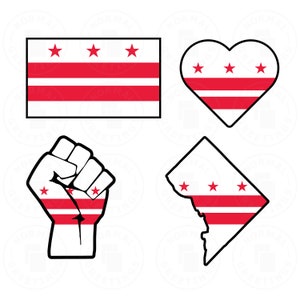 Bandeira de Washington D.C. Pacote SVG PNG Bandeira da cidade de DC d.c. Orgulho Cricut Cut Files Vector Layered svg Files dc Outline Clipart Estados Unidos