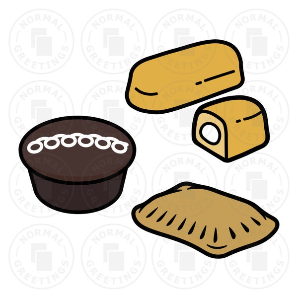 Hostess Snacks Hostess Cupcake Twinkie Hostess Fruit Pie SVG PNG Cricut Files Cutting Files Illustration Vector Clip Art Twinkies Cupcakes