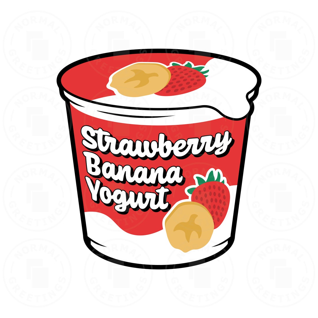 Strawberry Banana Yogurt SVG PNG Layered Cricut Cut Files Fruit Banana