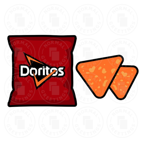 Doritos Chips Bag of Doritos Nacho Cheese Bag of Chips Clip Art Illustration Vector SVG PNG Cricut Files Frito Lay's Cut Files