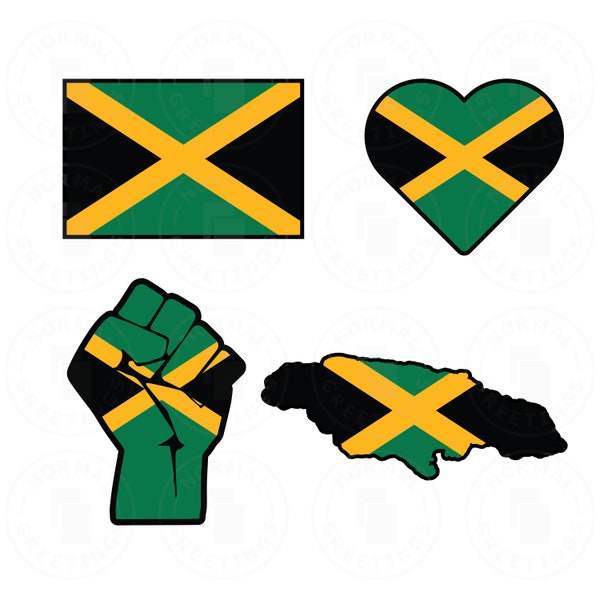 Jamaica Flag SVG PNG Bundle Jamaican Flag Caribbean American Pride Cricut Files Vector Layered svg Kingston Rastafarian Patois