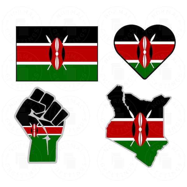 Kenya Flag SVG PNG Bundle Kenyan Flag Kenyan Pride African American Black Cricut Files Cut Files Vector Layered svg File Nairobi East Africa