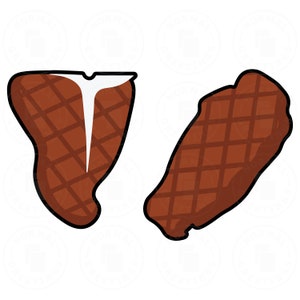 Steaks SVG PNG Files Clip Art Cartoon Illustration Cricut Files Cut Files Food Vector T-Bone Steak Filet Mignon Grilled Steak T Bone Grill