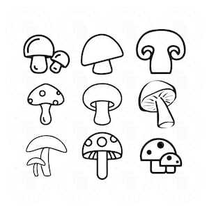Bundle SVG champignon légumes légumes coupe Cricut fichiers champignon vénéneux nain mignon clipart champignon champignons PNG