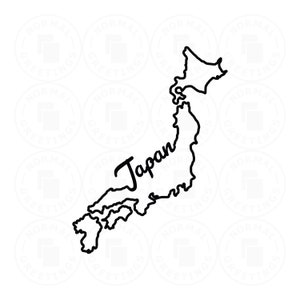 Japan Outline Script SVG PNG Japanese Pride Cricut Files Plotterdatei Vektor svg Nihongo East Asian American Tokyo Osaka Shape Border Map
