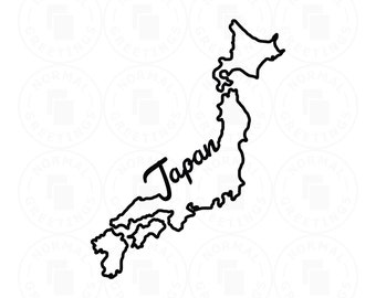 Japan Outline Script SVG PNG Japanese Pride Cricut Files Cut Files Vector svg Nihongo East Asian American Tokyo Osaka Shape Border Map