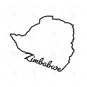Zimbabwe Map Stencil Outline SVG PNG Zimbabwean American Africa Harare Cricut Files Cut Files Vector World Map Country Shape Border