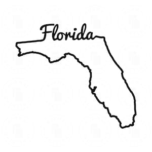 Florida Map Schablone Outline Script Font Floridian American Cricut Dateien Cut File SVG PNG Vektor United States Form Border Tampa Miami FL