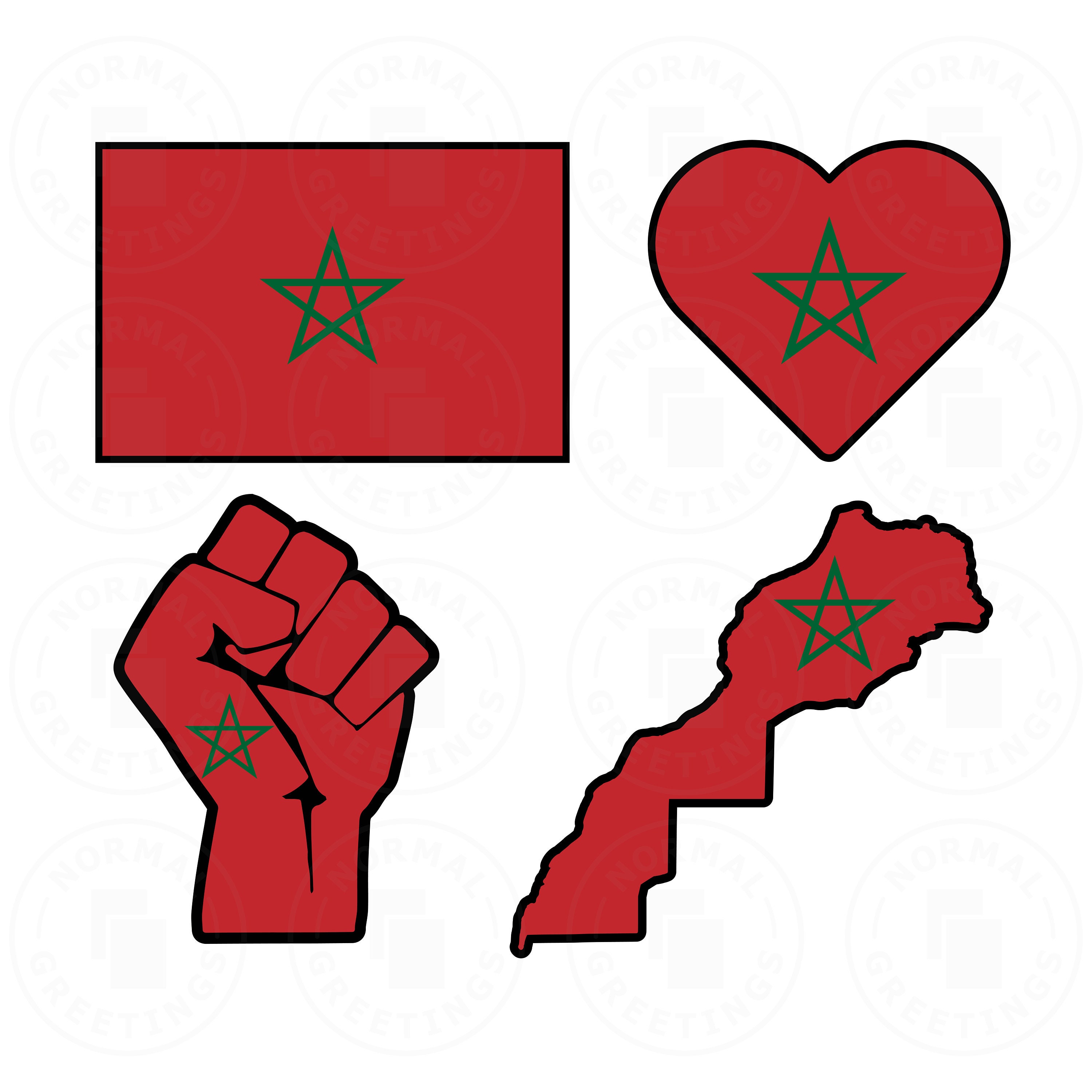 Morocco map cross stitch pattern with a heart for Rabat