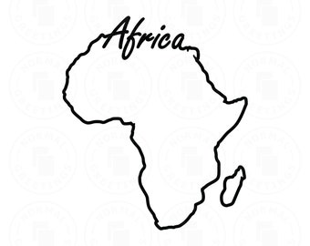 Africa Map Stencil Outline African Shape American Cricut Files Cut File SVG PNG Vector World Map Countries Continent Shape Border