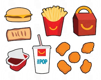 Fast Food SVG Bundle Cricut Cut Files Layered svg PNG Clip Art Lunch Food Meal French Fries Cheeseburger Chicken Nuggets Pie Soda Sauce