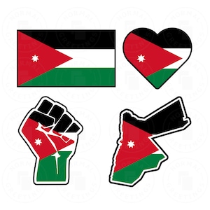 Jordan Flag SVG PNG Bundle Jordanian Flag Cricut Cut Files Vector Layered svg Jordan Outline Shape Amman Arabic Levant Middle East