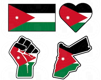 Jordanië vlag SVG PNG bundel Jordaanse vlag Cricut gesneden bestanden vector gelaagde svg Jordanië omtrek vorm Amman Arabisch Levant Midden-Oosten
