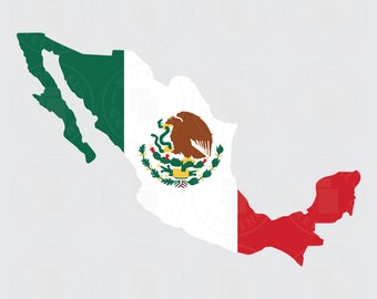 Mexico Outline Shape Mexican Flag Simple Minimalist Bandera Mexicana de Mexico Vector Cricut Files SVG PNG Cut Files