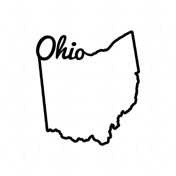 Ohio Map Stencil Outline Script Font Ohioan American Cricut Files Cut File SVG PNG Vector United States Shape Border Cincinnati Cleveland OH