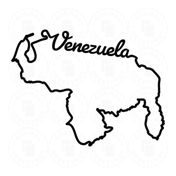 Venezuela SVG PNG Outline Map Script Venezuela Border Venezolana Cricut Files Cut Files Vector svgs Venezolano Español Caracas