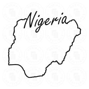 Nigeria Map Stencil Outline Nigerian American Africa Lagos Cricut Files Cut File SVG PNG Vector World Map Countries Country Shape Border
