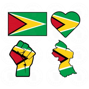 Guyana Flag SVG PNG Bundle Guyanese Flag South America Cricut Files Cut Files PNG Guyanese Pride Georgetown Caribbean Guyanese Creole