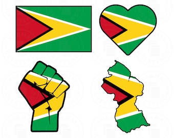 Guyana Flag SVG PNG Bundle Guyanese Flag South America Cricut Files Cut Files PNG Guyanese Pride Georgetown Caribbean Guyanese Creole