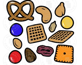 Trail Mix Clip Art Cricut Files Cut Files Cutting Files Svg Png Pdf Eps Chex Mix Almond Raisin M&M's Peanuts Cheez Its Pretzels Cashew Nuts