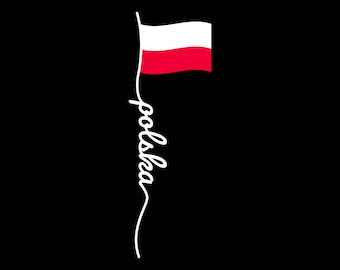 Poland Polska Flagpole Script SVG PNG Polish Flag Polish American Pride Europe Cricut Cut Files Vector Layered svg Files Dyngus Day Warsaw