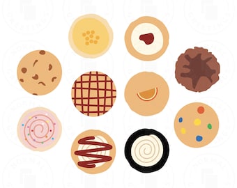 Cookies Layered SVG Bundle Crumbl Style Cookie Cricut Cut Files Chocolate Chip Sweets Cheesecake Sugar Cookie Biscuits Snacks M&M Frosting