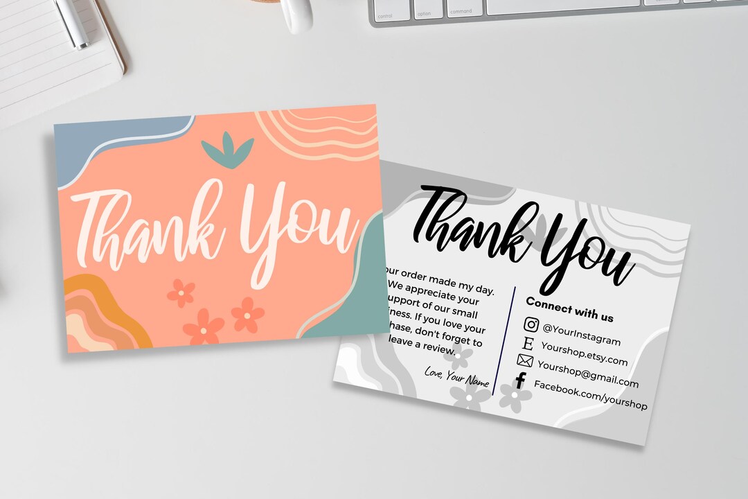 Floral Thank You Card Template | Editable Canva Design (digital ...