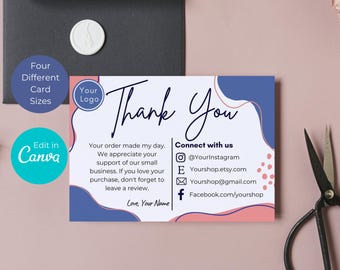 Editable Minimalist Thank You Card Template, Canva Design (Digital Download)