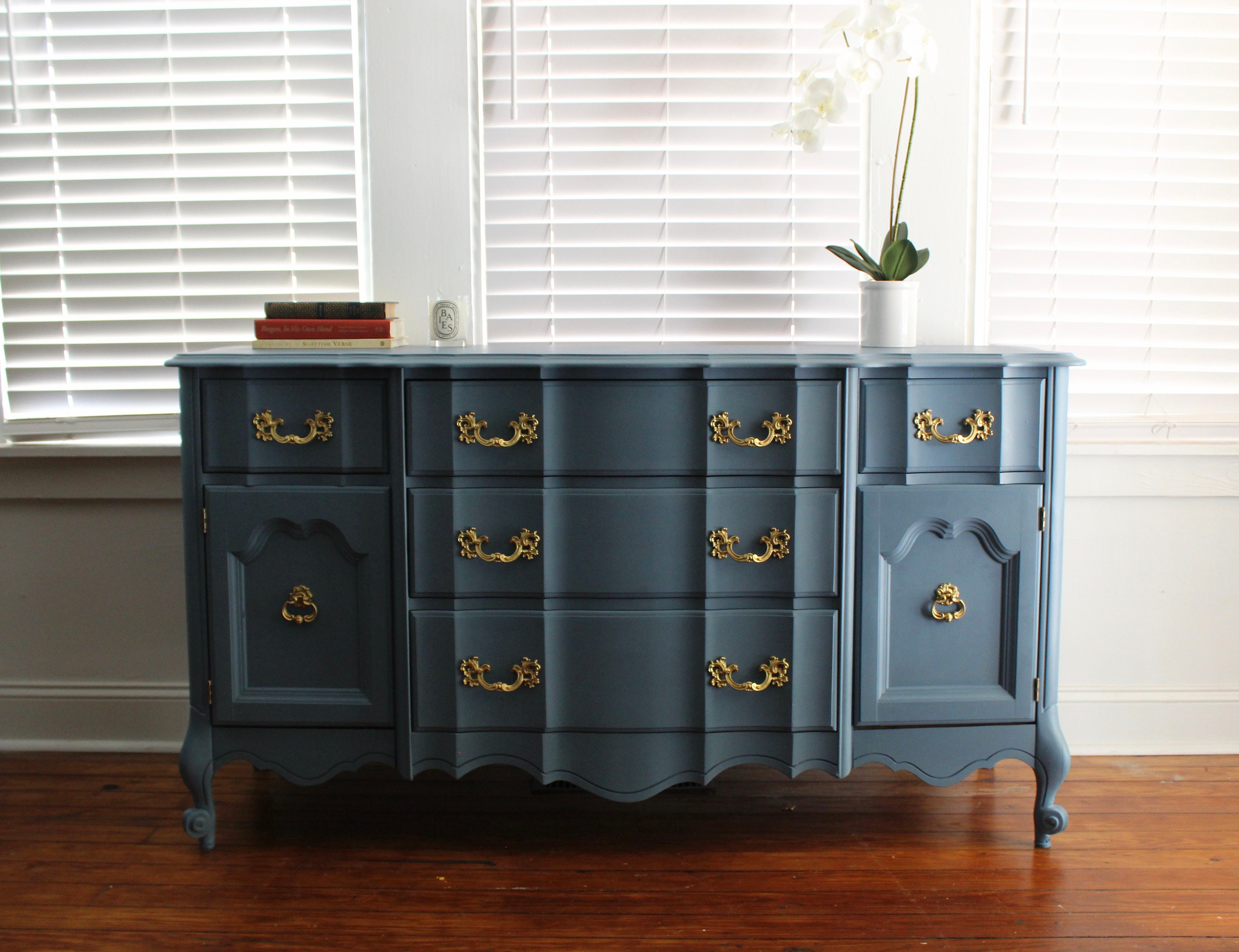 Navy Blue French Provincial Dresser - Country Chic Paint