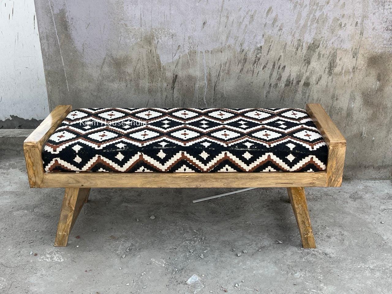 Simple Boho Bench Boho Folding Bench | Handmade Wooden Bench | Entryway Seating ...