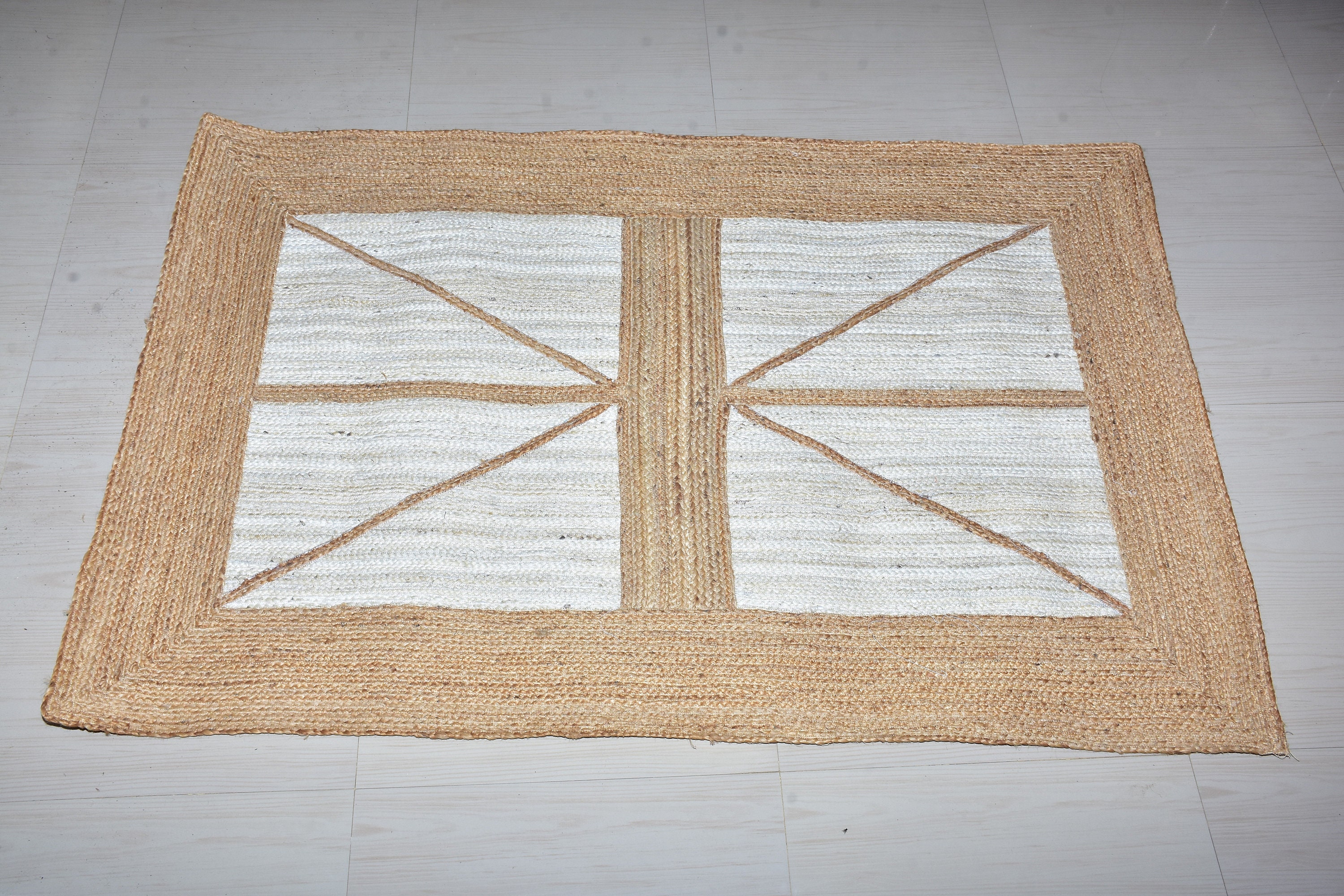 Handmade Jute Durry in white 4x6 octagon rug Jute Rug for Etsy