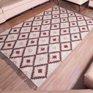 5x8, 6x9, 8x10, Ft Handwoven Kilim Rug - Handmade- Wool Jute Rug, Vintage Kilim Dhurrie Rug, Boho Large Area Rug, Turkish Flatweave Accent