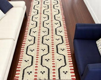 Kilim runner Handwoven Wool Jute Rug Handmade Kilim Dhurrie Rug, ,Motifs Oriental Traditional Indian Geometric Turkish Home decor