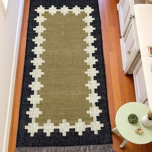 Stair Runner - Vintage Stair Kilım Runner Rug Handmade Large Rug Wool Jute Hallway Rug Bohemian Handwoven Boho Outdoor Stair Runner
