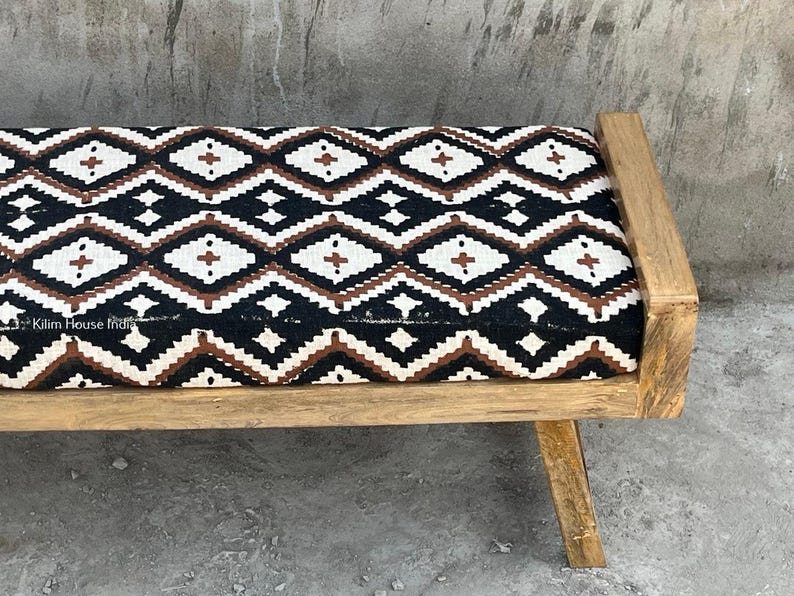 Simple Boho Bench Boho Folding Bench | Handmade Wooden Bench | Entryway Seating ...