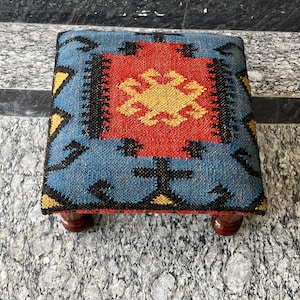 Handmade Wood And Kilim Ottoman for Livingroom Footstool bench, Dressing table bench,Bathroom Vanity, Under desk stool, All Custom Size