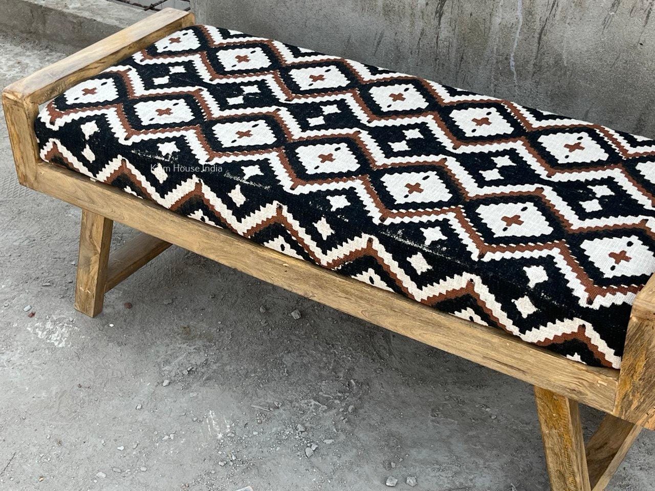 Simple Boho Bench Boho Folding Bench | Handmade Wooden Bench | Entryway Seating ...